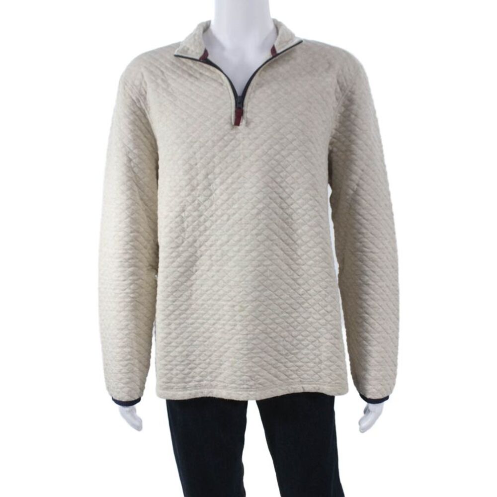 J Crew Mens Beige Geometric Mock Neck Pullover Size L